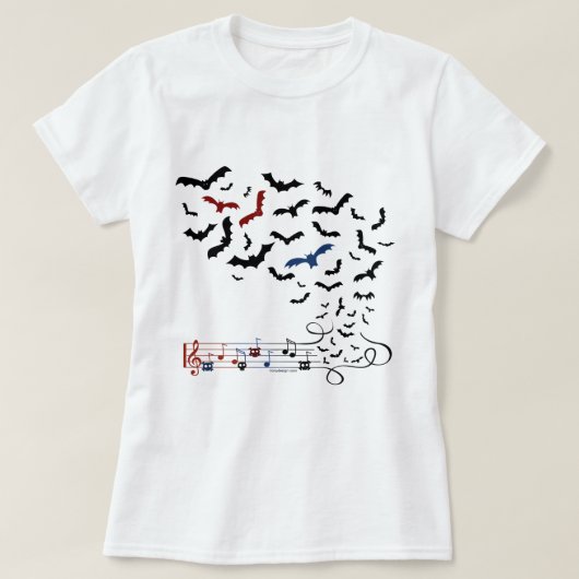 こうもり音楽デザイン2 Tシャツ (デザイン正面)