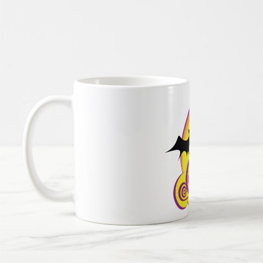 こうもり飛んでいるハロウィーン夜満月の渦巻き コーヒーマグカップ (左)