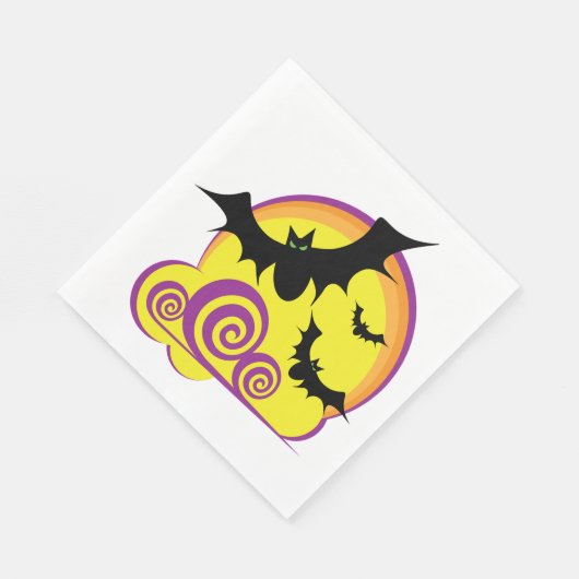 こうもり飛んでいるハロウィーン夜満月の渦巻き スタンダードランチョンナプキン (角)