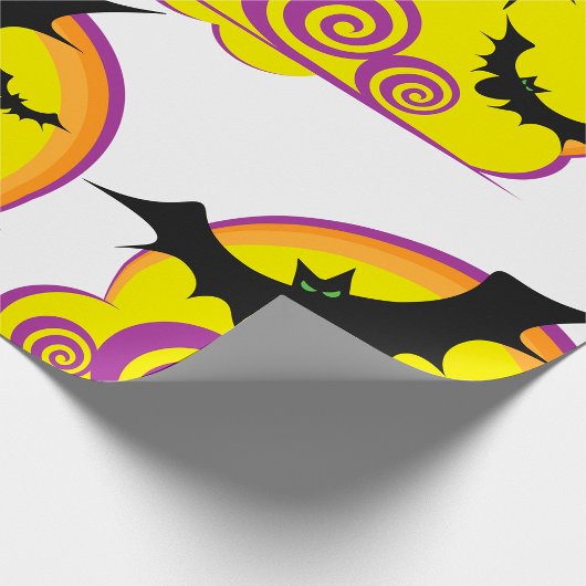 こうもり飛んでいるハロウィーン夜満月の渦巻き ラッピングペーパー