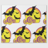 こうもり飛んでいるハロウィーン夜満月の渦巻き ラッピングペーパー (フラット)
