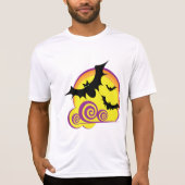 こうもり飛んでいるハロウィーン夜満月の渦巻き Tシャツ (正面)