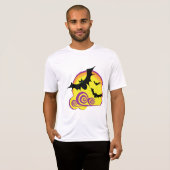 こうもり飛んでいるハロウィーン夜満月の渦巻き Tシャツ (正面フル)