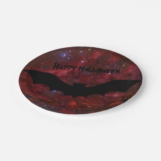 こうもり飛んでいる血レッドスカイハロウィーン紙プレート ペーパープレート (アングル)