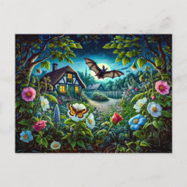 こうもり飛んでいるinガーデンat Night ポストカード