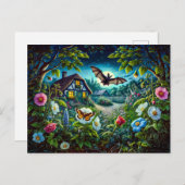 こうもり飛んでいるinガーデンat Night ポストカード (正面/裏面)