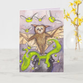 こうもり&カルドロンハロウィンカード カード (黄色い花)