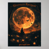 こうもり、キャンドル、夜と満月ハロウィーン。 ポスター (正面)