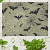 こうもり、クモとくもの巣デザインキッチンタオル キッチンタオル (折り畳み)
