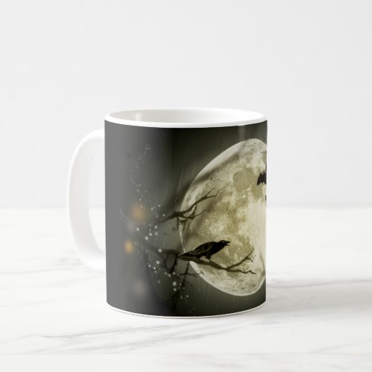 こうもり&クロウホワイトコーヒーマグ コーヒーマグカップ (正面左)