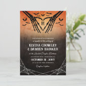 こうもり&スケルトンハートゴシックハロウィン結婚ズ 招待状 (スタンド正面)