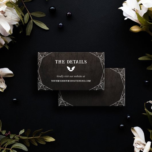 こうもり&スパイダーウェブゴシックハロウィン結婚ズ詳細 エンクロージャーカード