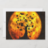 こうもり&フクロウズインエレガントツリーハロウィ結婚ーンズ 招待状 (裏面)