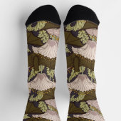 こうもり&ポピー、動物&フローラデザインアールヌーボー ソックス (上部)
