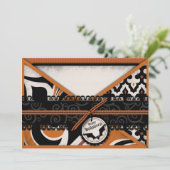 こうもり&ワッキーハロウィーンプリント 招待状 (スタンド正面)