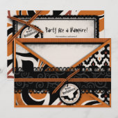 こうもり&ワッキーハロウィーンプリント 招待状 (正面/裏面)