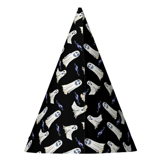 こうもり&幽霊たちパターンハロウィンバースデーパーティーハット パーティーハット (裏面)