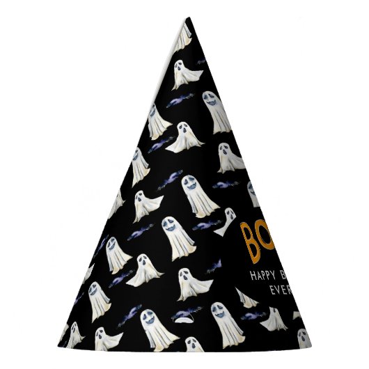 こうもり&幽霊たちパターンハロウィンバースデーパーティーハット パーティーハット (左)