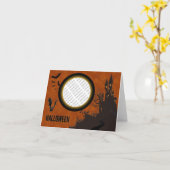 こうもり、幽霊のよく出るハウスフォトフレーム、オレンジスカイ カード (黄色い花)