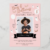 こうもり&幽霊ハロウィーン衣装バースデーパーティーの写真 箔招待状 (正面)