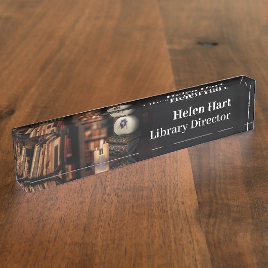 こうもり・本・ロウソク |不気味机用ネームプレート デスクネームプレート (側面)