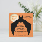 こうもり、満月、ハロウィーン誕生日招待状 招待状 (スタンド正面)