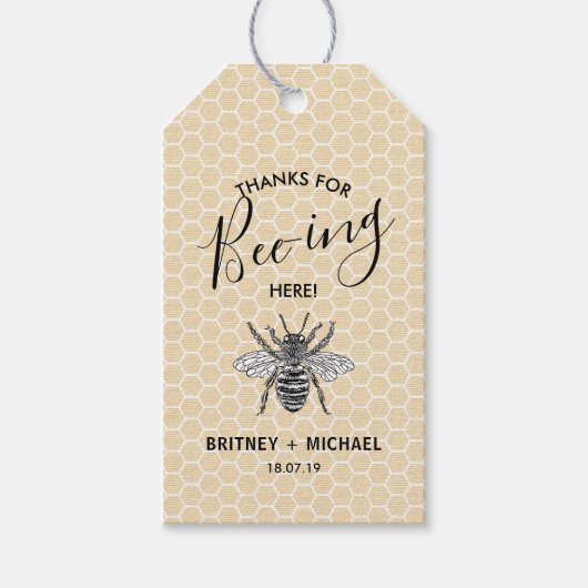 こおもしろいこ感謝していでミツバチを飼うために |素朴ヴィンテージ ギフトタグ (正面)
