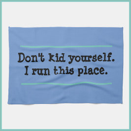 こおもしろいこ走こ青いキッチンタオル キッチンタオル