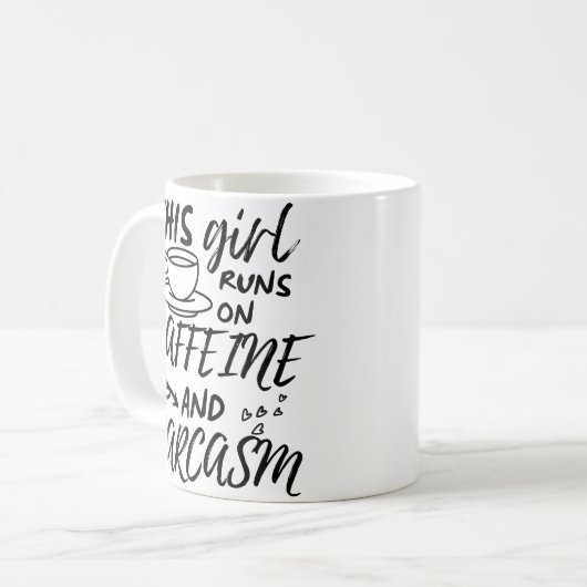 こおもしろいの女走の子はカフェインと皮肉 コーヒーマグカップ (正面左)
