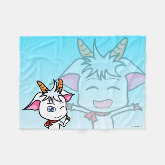 こかげのやぎ フリースブランケット (正面(横))