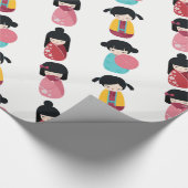 こけしおもしろいの人形 – かわいい日本の芸者の女の子 ラッピングペーパー (角)