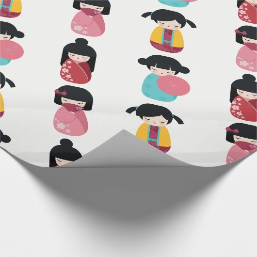 こけしおもしろいの人形 – かわいい日本の芸者の女の子 ラッピングペーパー (角)