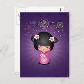 こけしかわいこちゃん花火はがき ポストカード (正面/裏面)