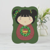 こけしのクリスマスリース 招待状 (スタンド正面)