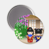 こけしの人形とお茶屋 マグネット (正面/裏面)