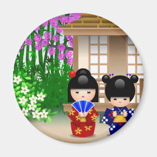 こけしの人形とお茶屋 マグネット