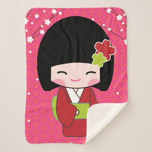 こけしの人形シェルパベビーブランケット シェルパブランケット (正面)