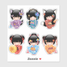 こけしの人形セット2 – 日本の呉服芸者の女の子