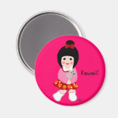 こけしの子と子犬 マグネット (正面/裏面)