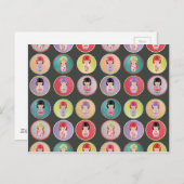 こけしカラフル人形 ポストカード (正面/裏面)