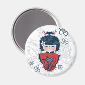 こけしネイビーホワイト マグネット (正面/裏面)