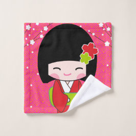 こけし人形かわいい洗濯布 ウォッシュタオル