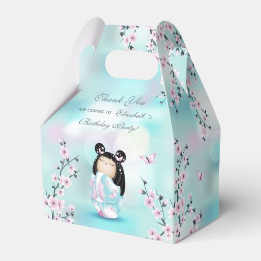 こけし人形さくらんぼブロッサムサンキュー誕生日 フェイバーボックス (正面サイド)