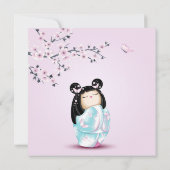 こけし人形さくらんぼ花ズガールズ誕生日 招待状 (裏面)