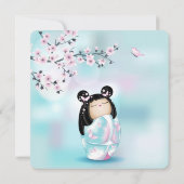 こけし人形さくらんぼ花ズガールズ誕生日 招待状 (裏面)