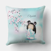 こけし人形さくらんぼ花ズモノグラム装飾用クッション クッション (裏面)