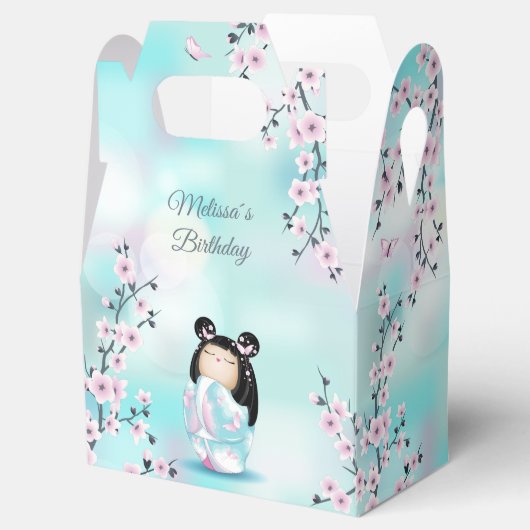 こけし人形さくらんぼ花ターコイズ フェイバーボックス (オープン)