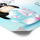 こけし人形さくらんぼ花赤ちゃんシャワー ポスター (角)