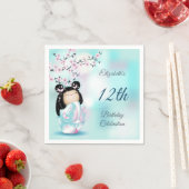 こけし人形さくらんぼ花 |ガールズ誕生日 スタンダードカクテルナプキン (インサイチュ)