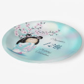 こけし人形さくらんぼ花 |ガールズ誕生日 ペーパープレート (アングル)